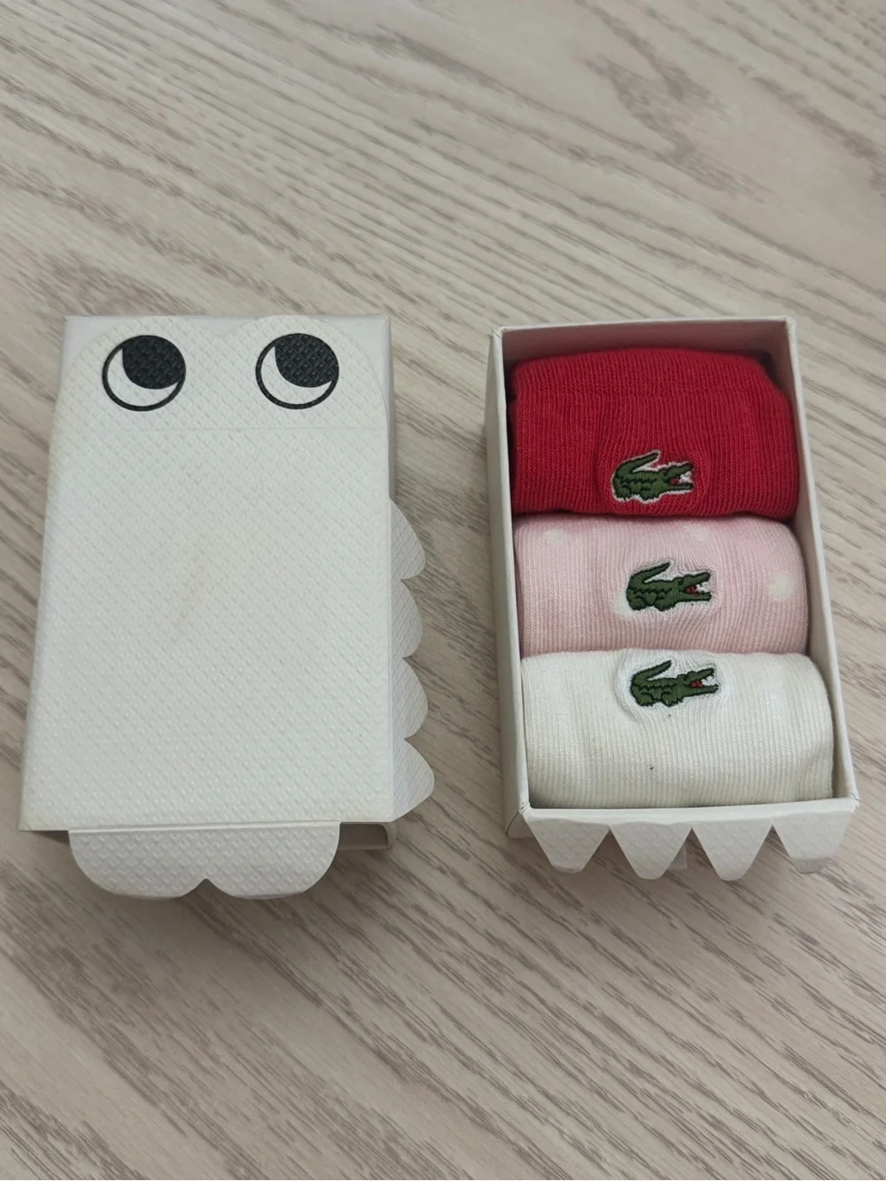Lacoste Baby Socks 3 pc Set, Red, Pink polka dot, White Pairs